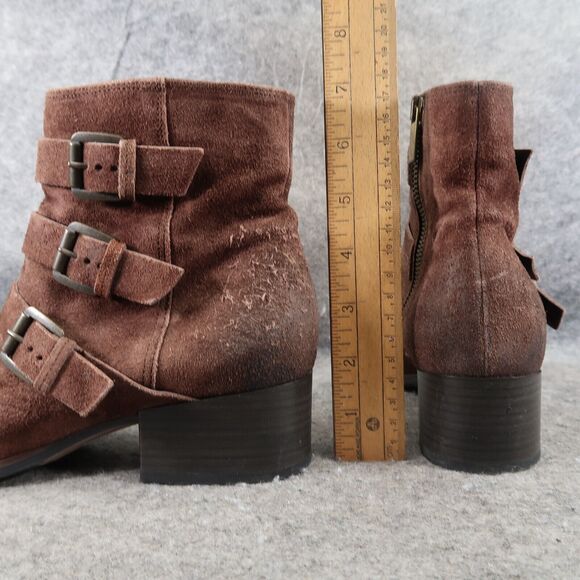 Clarks Shoes Womens 7 Bootie Fashion Buckle Strap Zip Leather Brown Elvina Haze - Picture 6 of 15